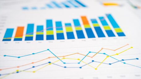 Papers with bar graphs and line graphs
